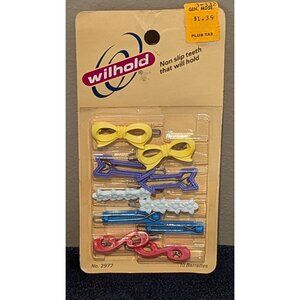Vintage Wilhold Hair Barrettes 10 Pack Non Slip Teeth Bows Flowers Arrows